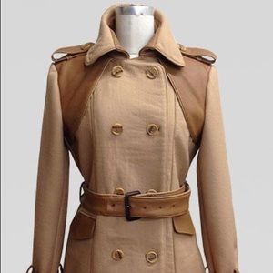 Leather Wool Trench Coat